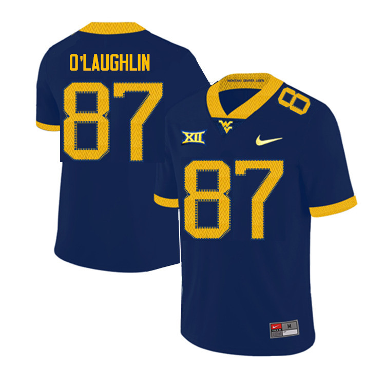 NCAA Men's Mike O'Laughlin West Virginia Mountaineers Navy #87 Nike Stitched Football College 2019 Authentic Jersey PJ23J47ZW